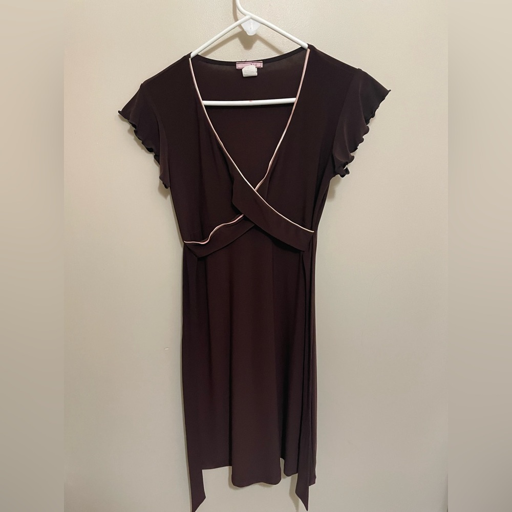 Vintage Tie Back Brown Dress